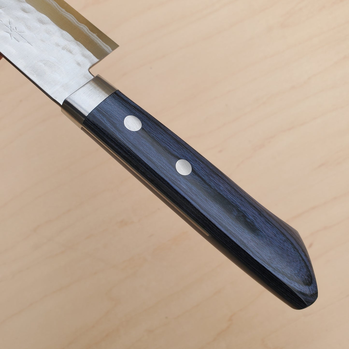 Masutani Kokuryu 180mm Gyuto - VG10 Damascus Tsuchime - Blue handle