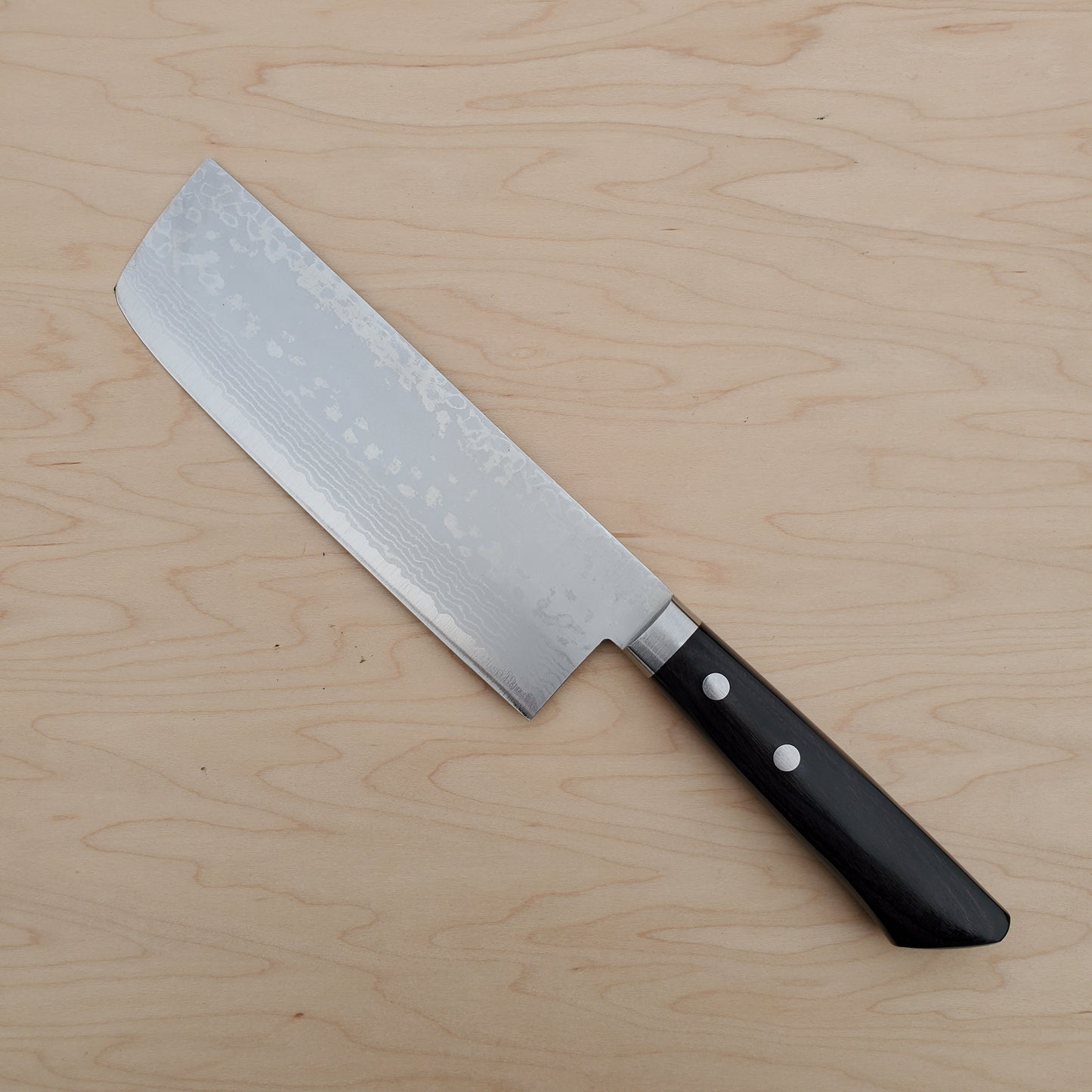 Masutani VG10 Damascus 165mm Nakiri - Black Handle