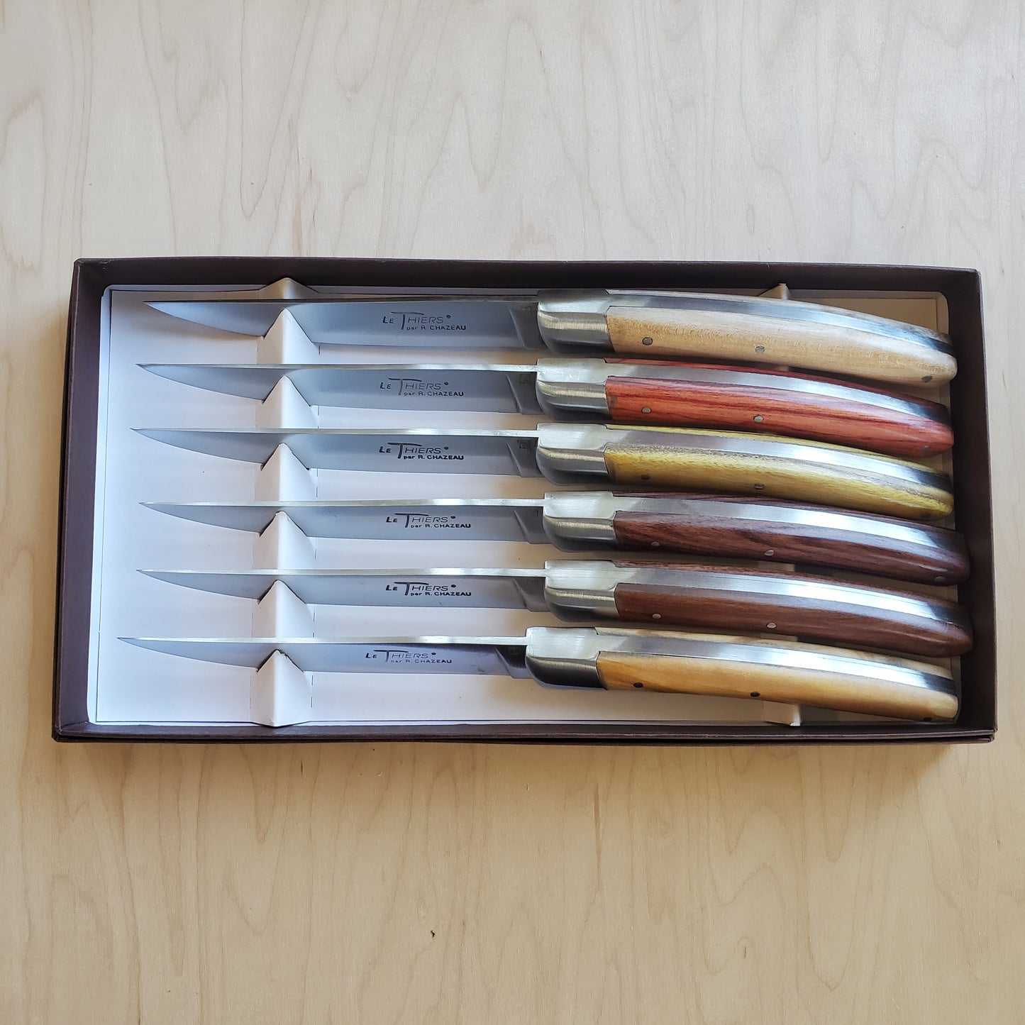 Le Thiers R. Chazeau Steak Knife Set of 6 - Mixed Woods