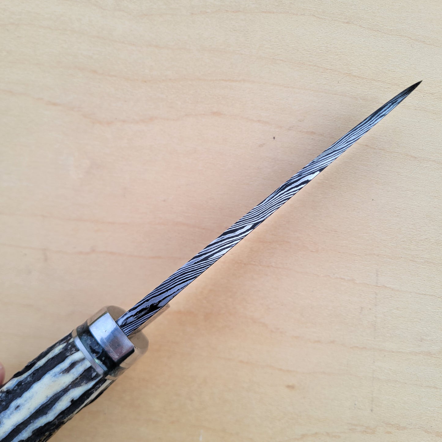 Dan Petersen Damascus Hunter 4.5"- Stag
