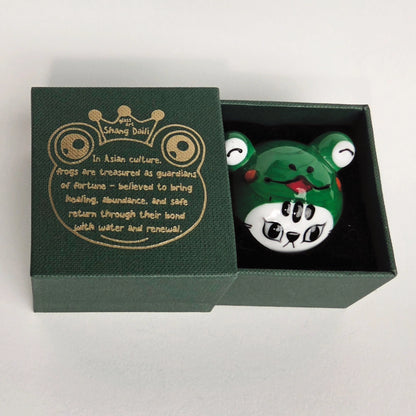 ShangDaili Frog Cat 'safe and sound' Glass Figurine