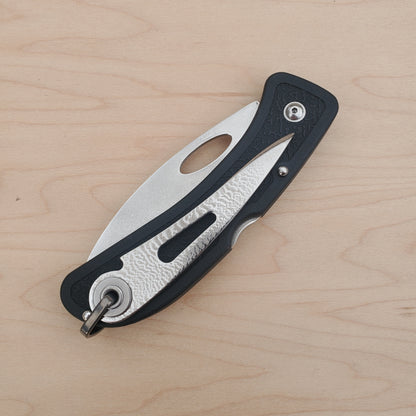 Boye Pointed Tip Folder with Titanium Marlinspike - Black Serrated