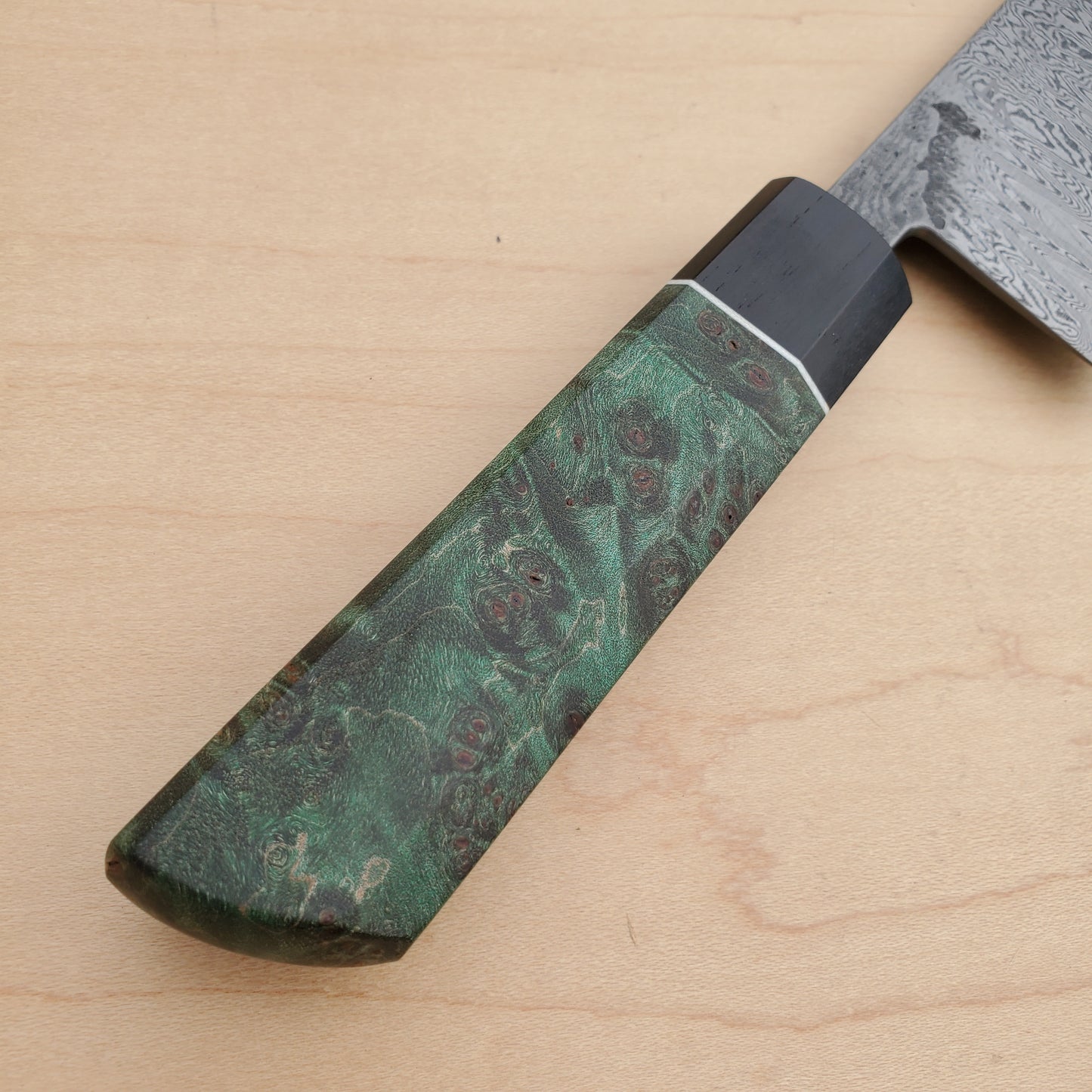 Brian Hanson Damascus 210mm Gyuto - Emerald Maple Burl