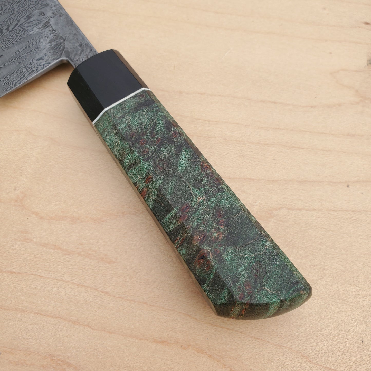 Brian Hanson Damascus 210mm Gyuto - Emerald Maple Burl