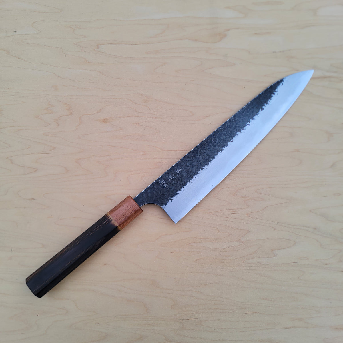 Yoshimi Kato AS 240mm Gyuto Kaku-Tsuchime Kurouchi
