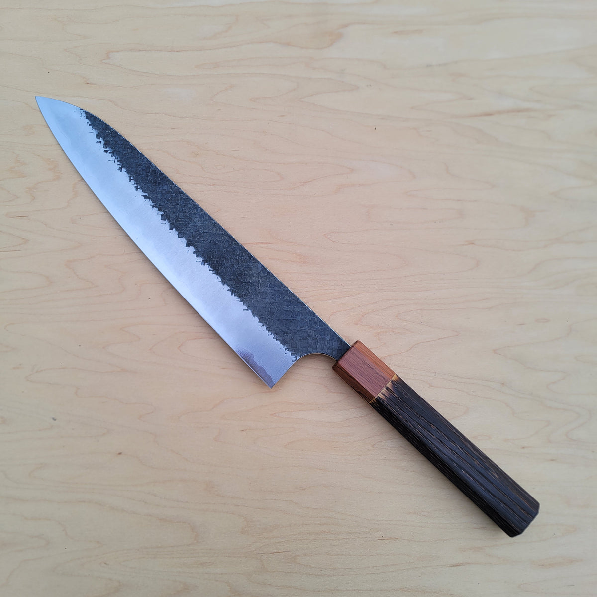 Yoshimi Kato AS 240mm Gyuto Kaku-Tsuchime Kurouchi