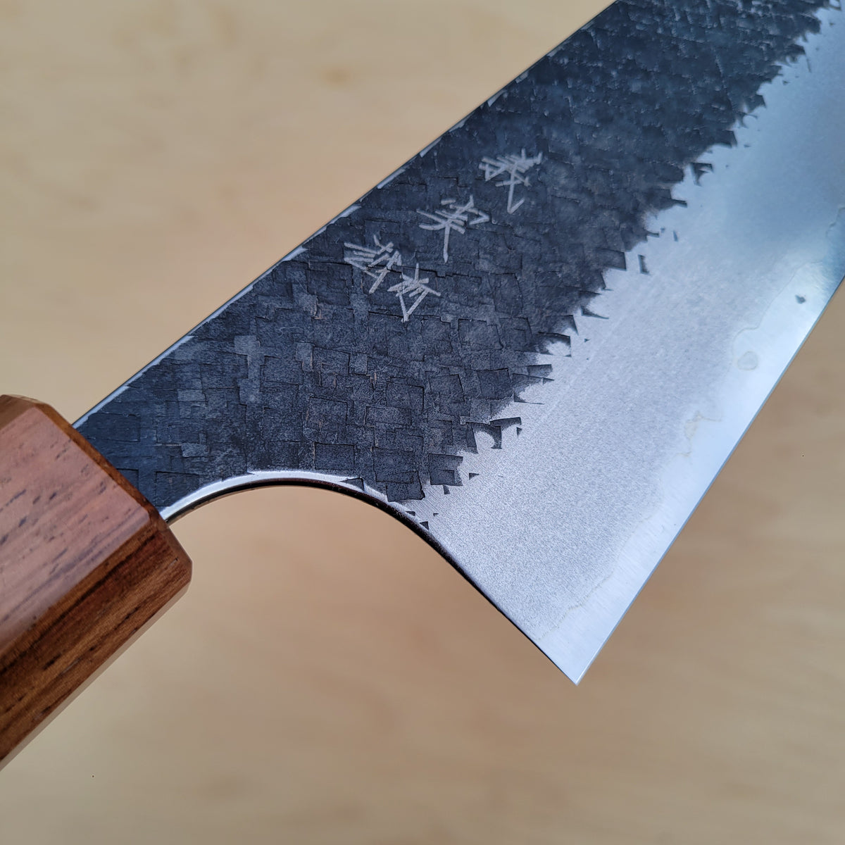 Yoshimi Kato AS 240mm Gyuto Kaku-Tsuchime Kurouchi