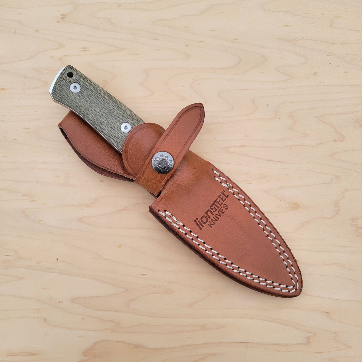 LionSTEEL B35 Fixed Blade - Green Micarta