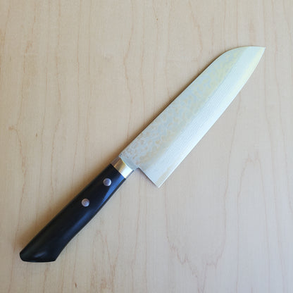 Masutani VG10 Damascus 165mm Santoku - Black Handle