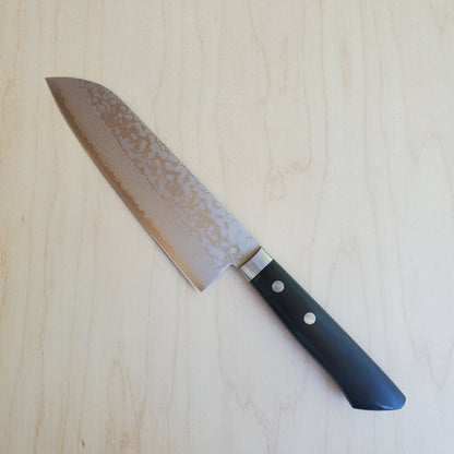 Masutani VG10 Damascus 165mm Santoku - Black Handle