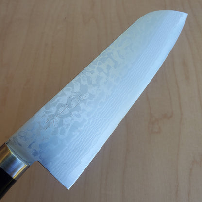 Masutani VG10 Damascus 165mm Santoku - Black Handle