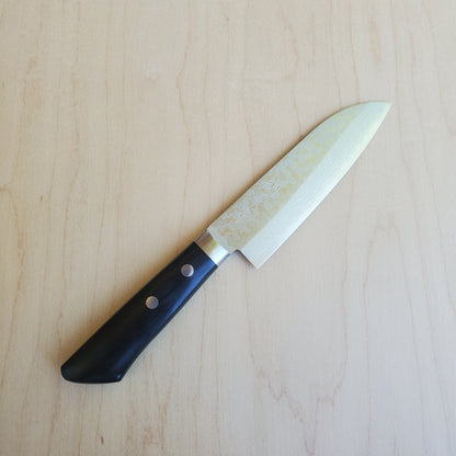 Masutani VG10 Damascus 130mm Ko-Santoku - Black Handle