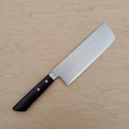 Masutani VG10 Damascus 165mm Nakiri - Black Handle