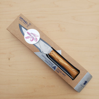 Opinel Cheese Knife & Fork - Olive Wood