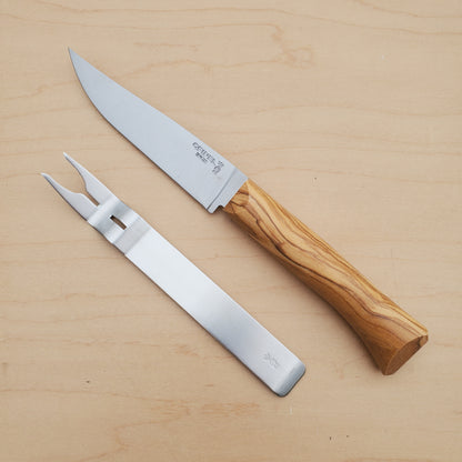 Opinel Cheese Knife & Fork - Olive Wood