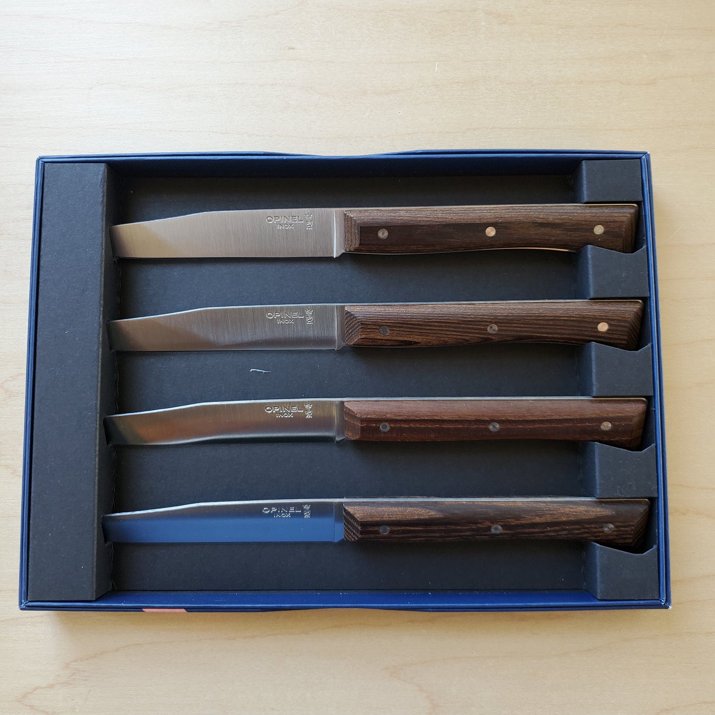 Opinel Facette Steak Knife Set of 4 - Dark Ash