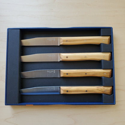 Opinel Facette Steak Knife Set of 4 - Olive wood