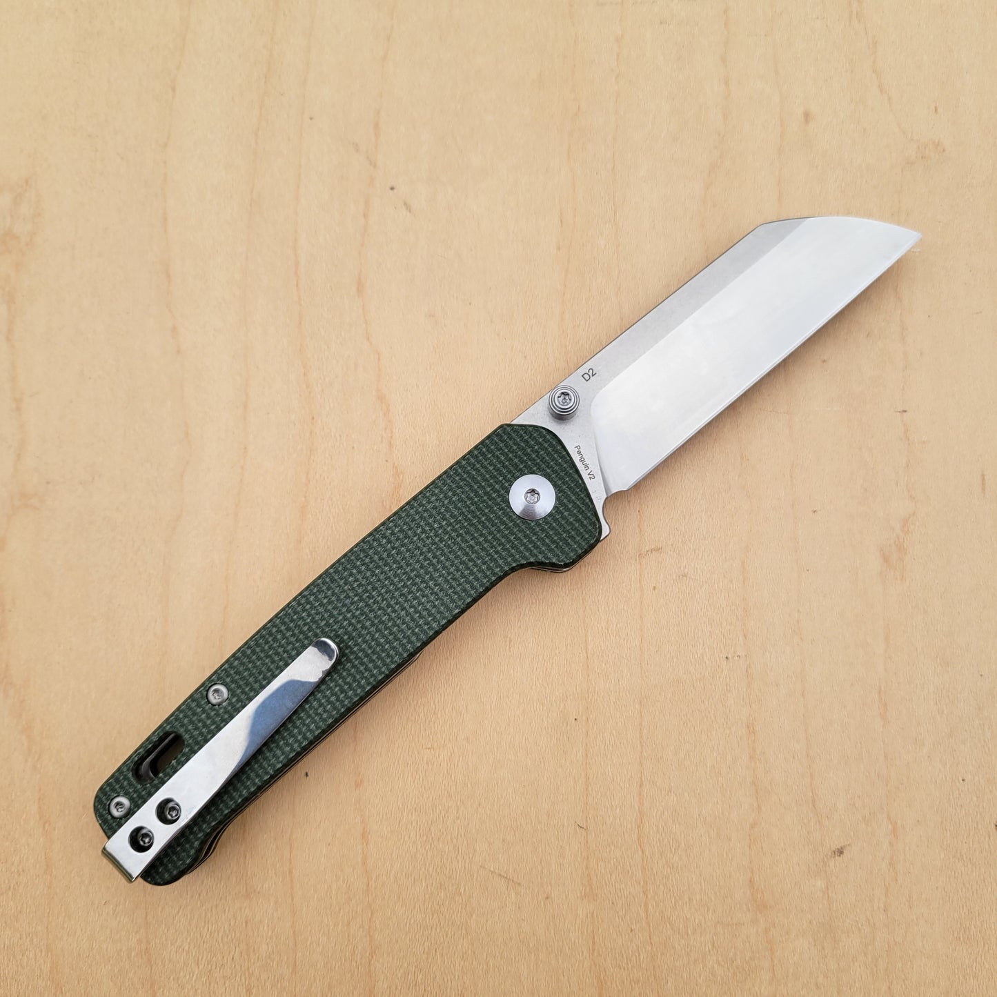 QSP Penguin V2 Green Micarta Liner Lock