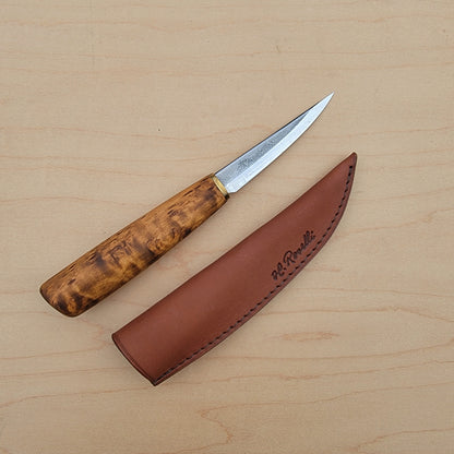 Roselli Carving Knife Long Blade R1132 - Stained Curly Birch