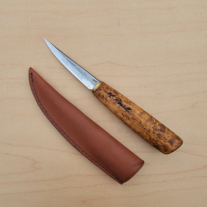Roselli Carving Knife Long Blade R1132 - Stained Curly Birch
