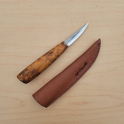 Roselli Carving Knife Short Blade R113 - Stained Curly Birch