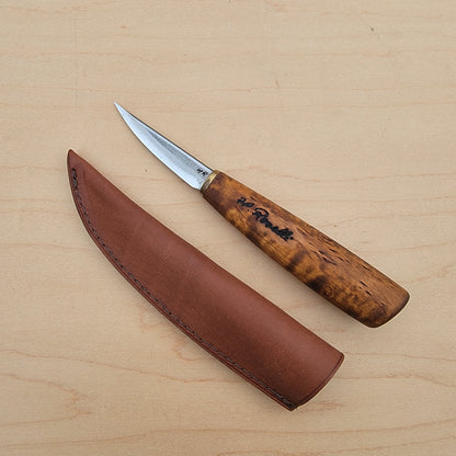 Roselli Carving Knife Short Blade R113 - Stained Curly Birch