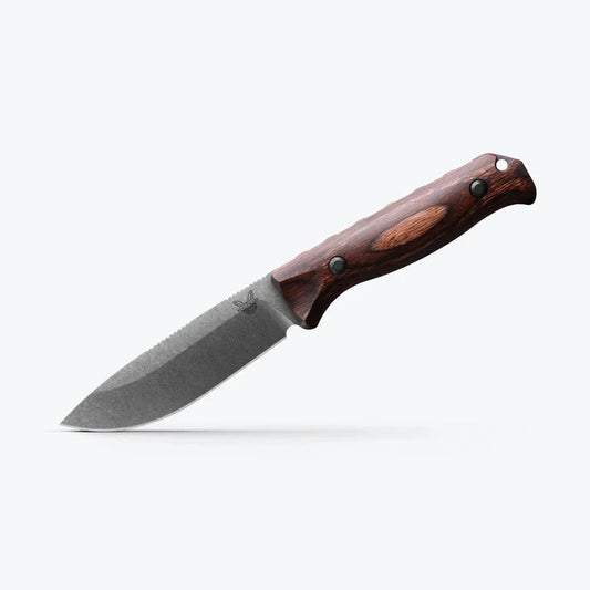 Knife with a wooden handle on a white background