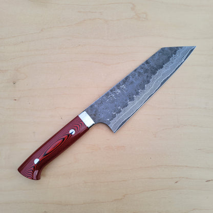 Takeshi Saji VG10 180mm Bunka - Cross Tsuchime Red Micarta