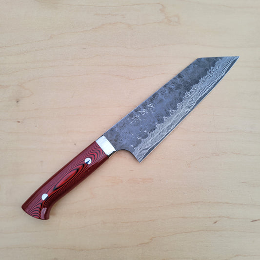 Takeshi Saji VG10 180mm Bunka - Cross Tsuchime Red Micarta