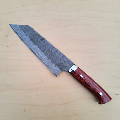 Takeshi Saji VG10 180mm Bunka - Cross Tsuchime Red Micarta
