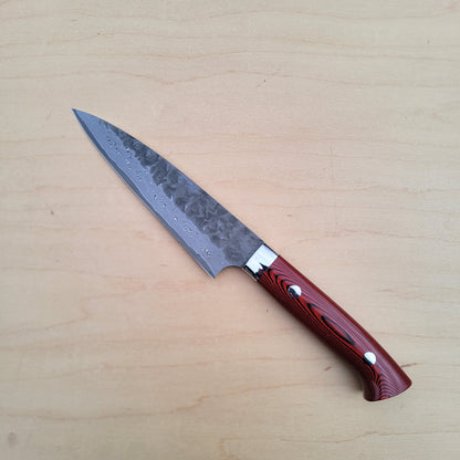 Takeshi Saji VG10 130mm Petty - Cross Tsuchime Red Micarta