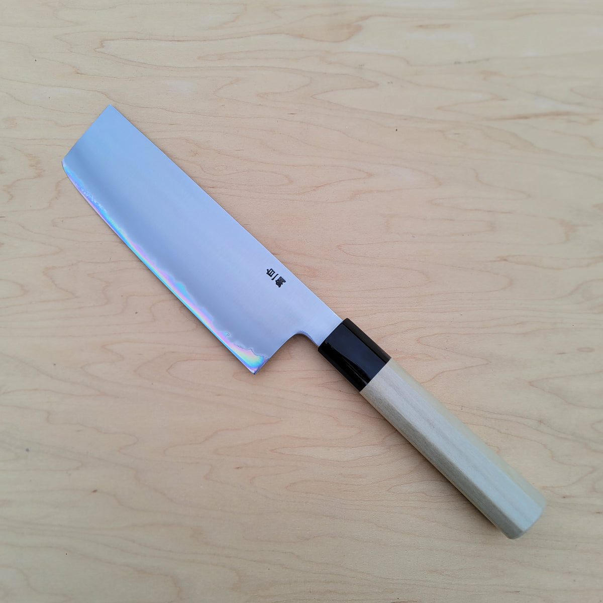 Sakai Kikumori Nakagawa Bokashi 180mm Nakiri - White 1 Stainless Clad