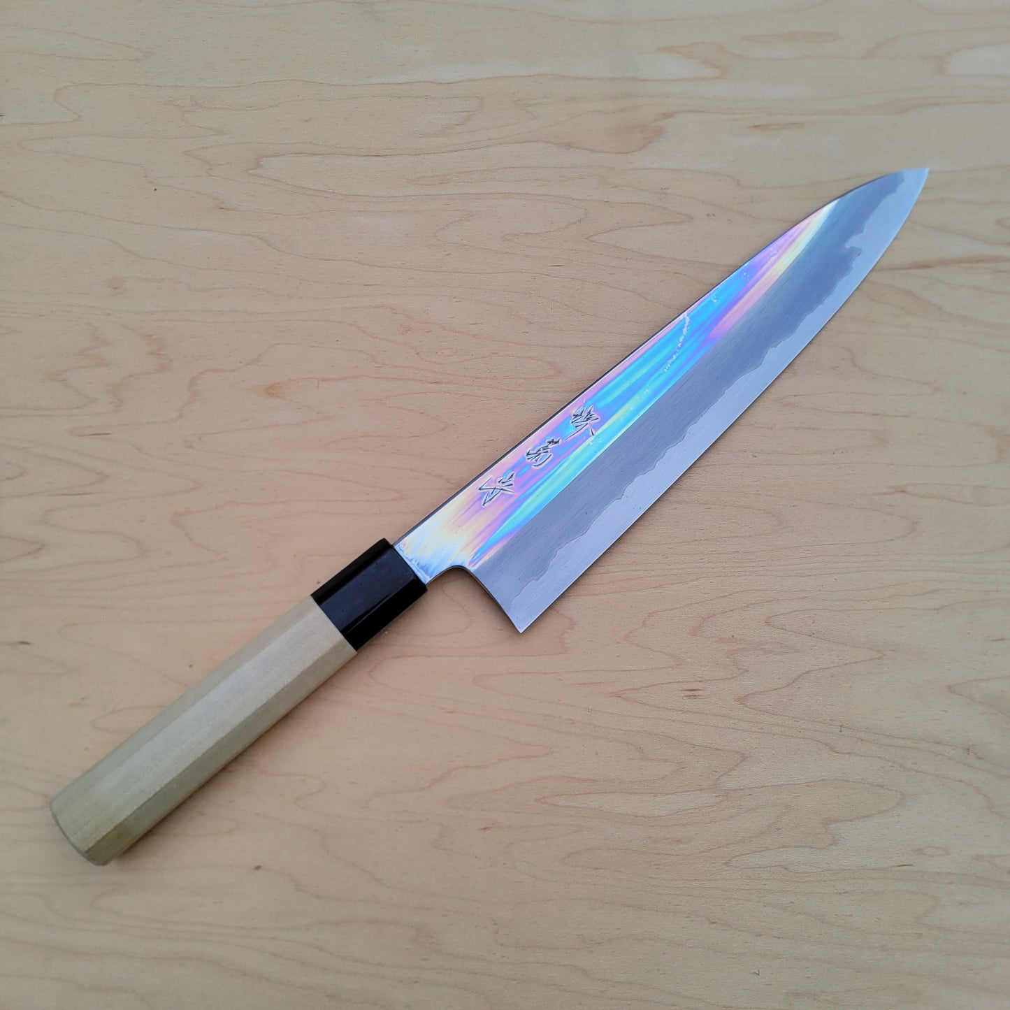 Sakai Kikumori Nakagawa Kyomen 240mm Gyuto - White 1 Stainless Clad