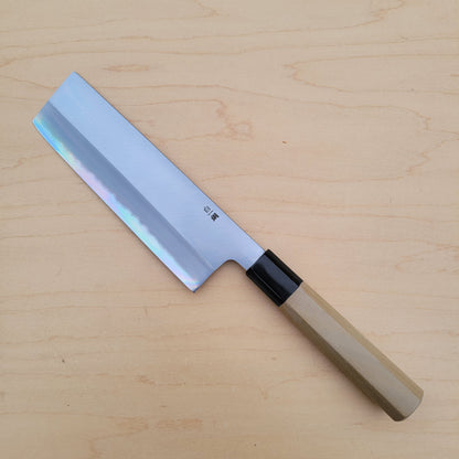 Sakai Kikumori x Nakagawa 180mm Nakiri - Stainless Clad Shirogami #1