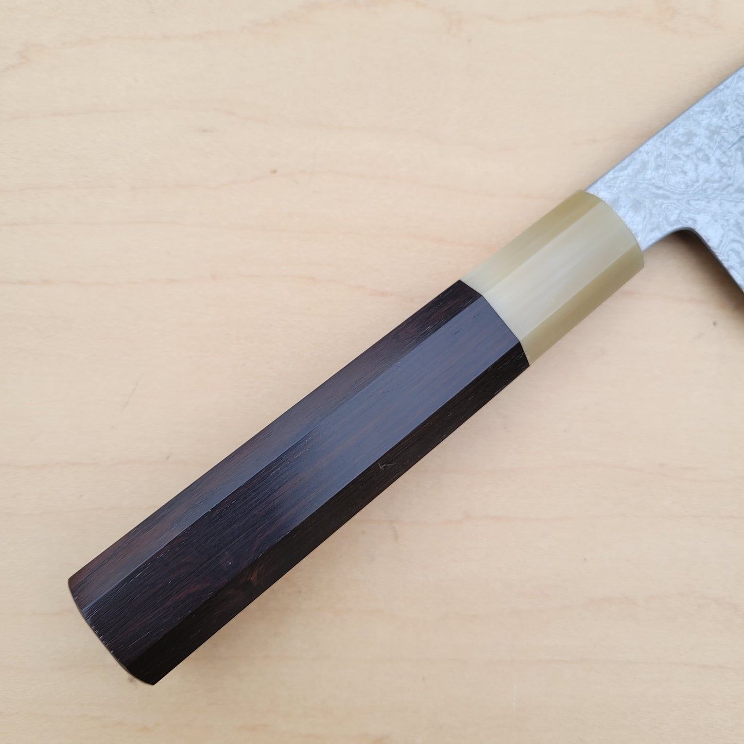 Sakai Kikumori Yogiri 180mm Kiritsuke Santoku - Aogami Super Damascus