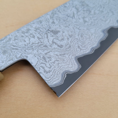 Sakai Kikumori Yogiri 180mm Kiritsuke Santoku - Aogami Super Damascus