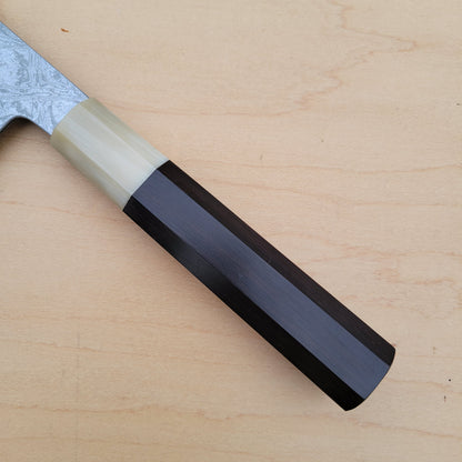 Sakai Kikumori Yogiri 180mm Kiritsuke Santoku - Aogami Super Damascus