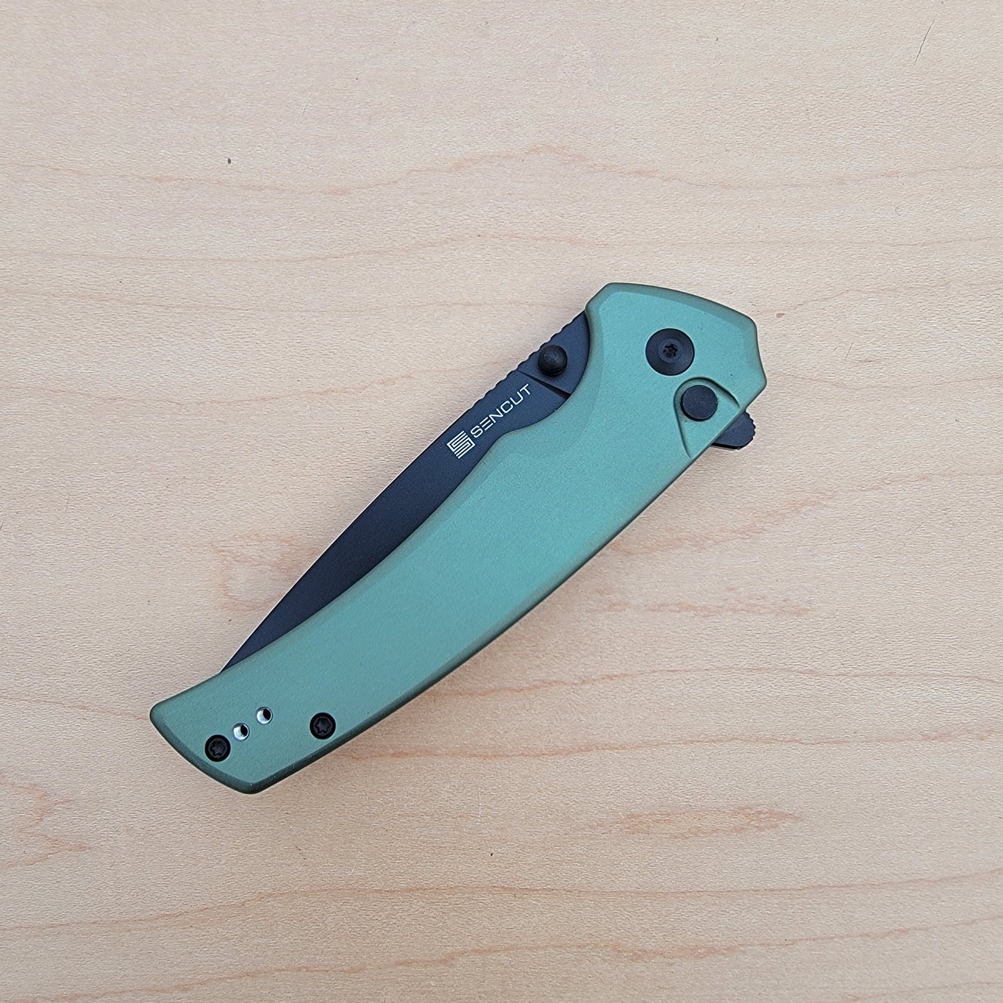 Sencut Serene Button Lock Flipper Green Aluminum