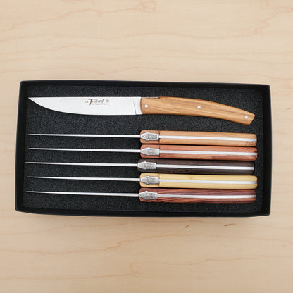 Goyon Chazeau 'Pirou' Steak Knife Set of 6 - Mixed Woods