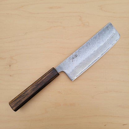 Tsunehisa 440C 170mm Nakiri Damascus Tsuchime