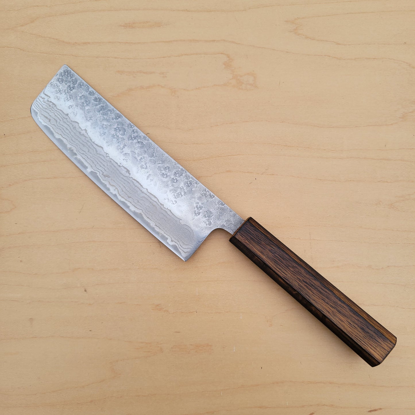 Tsunehisa 440C 170mm Nakiri Damascus Tsuchime