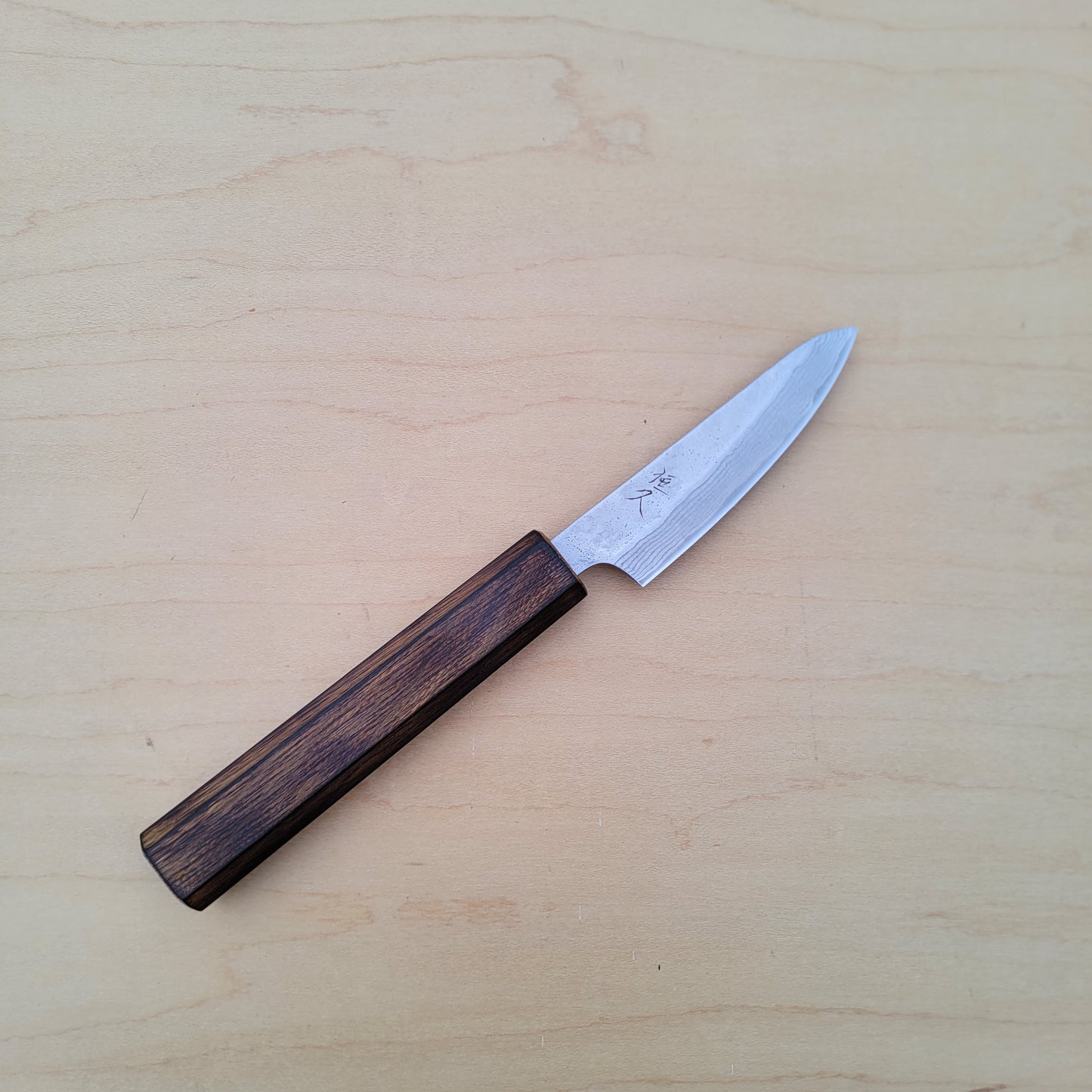 Tsunehisa 440C 80mm Petty Damascus Nashiji