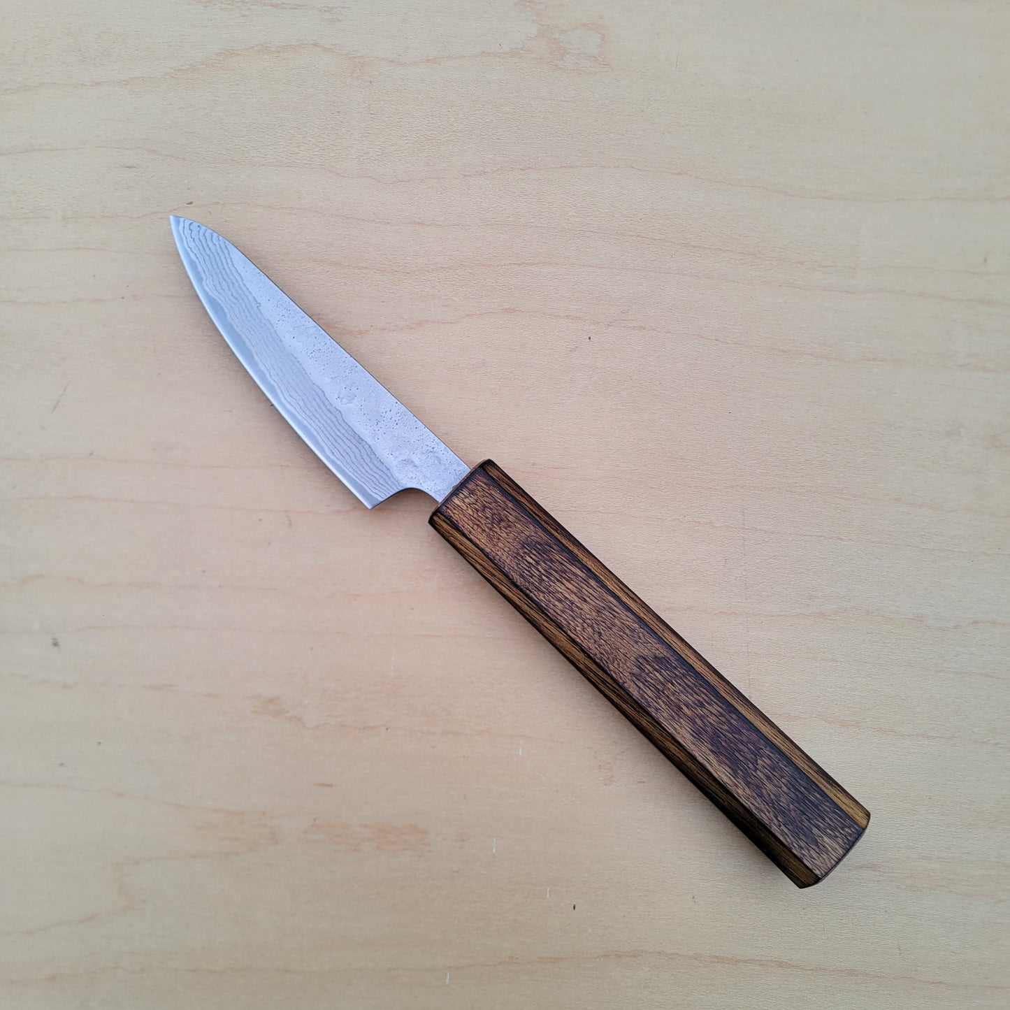 Tsunehisa 440C 80mm Petty Damascus Nashiji