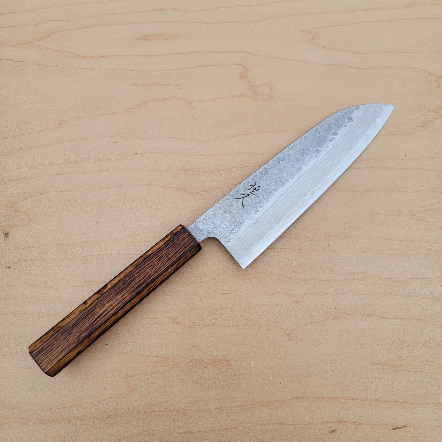 Tsunehisa 440C 170mm Santoku Damascus Tsuchime