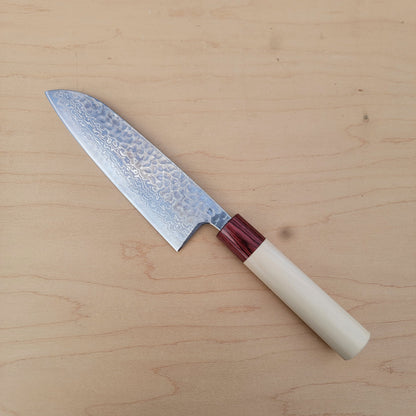 Tsunehisa Geppaku 165mm Santoku Damascus Tsuchime