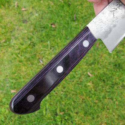 Tsunehisa Ginsan 180mm Santoku Nashiji Purple