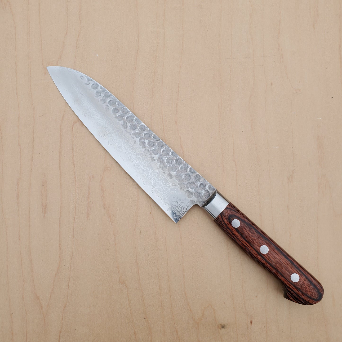 Tsunehisa VG10 180mm Santoku Tsuchime Damascus