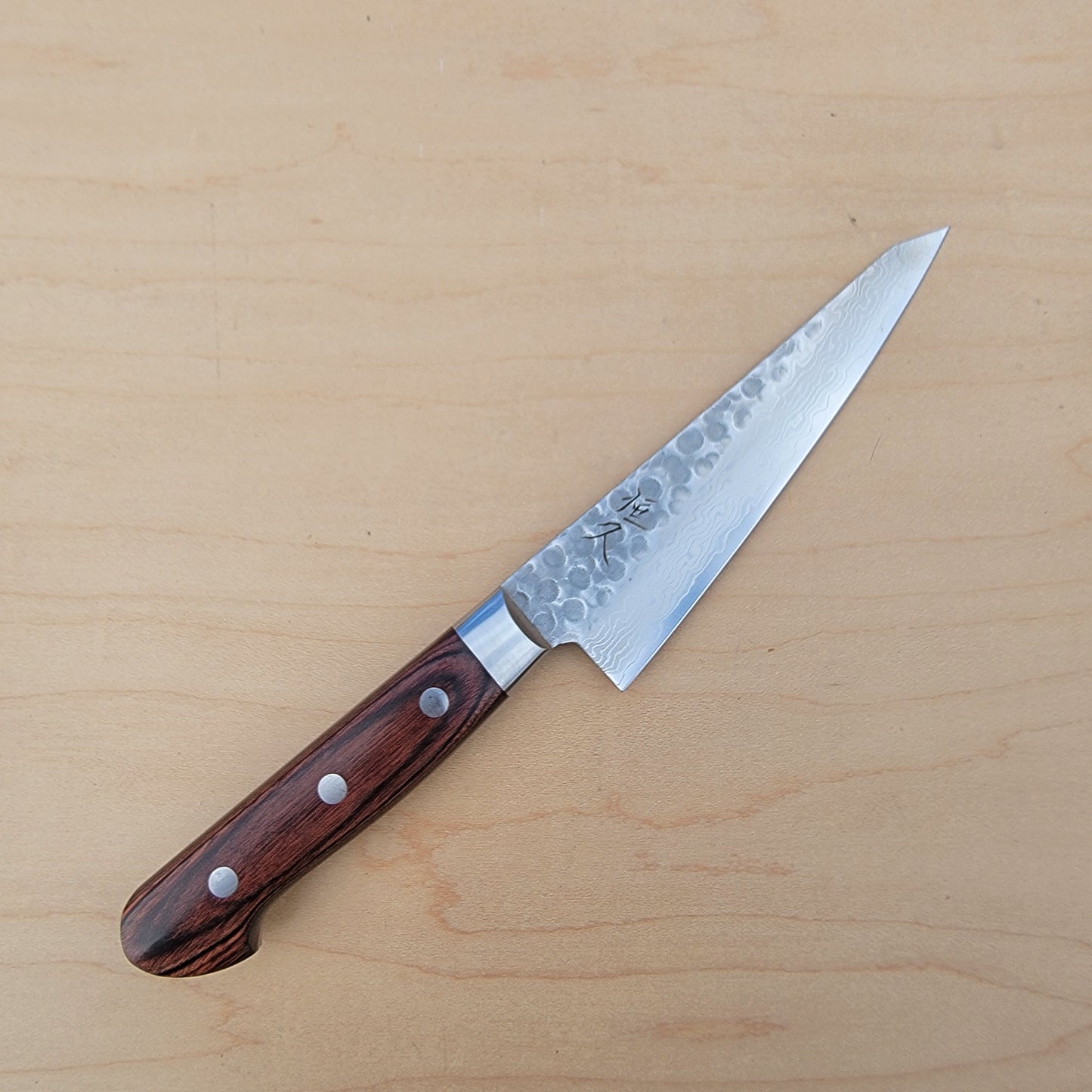 Tsunehisa VG10 145mm Honesuki Kaku Tsuchime Damascus