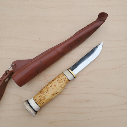 Wood Jewel Vuolu 3.25" Fixed Blade Curly Birch VP8