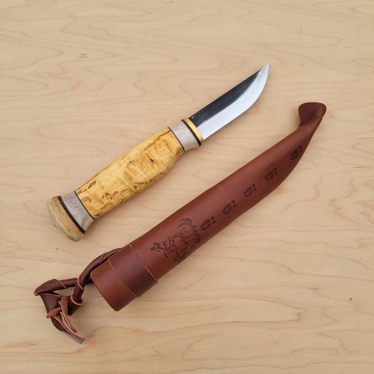 Wood Jewel 3" Carving Fixed Blade Curly Birch